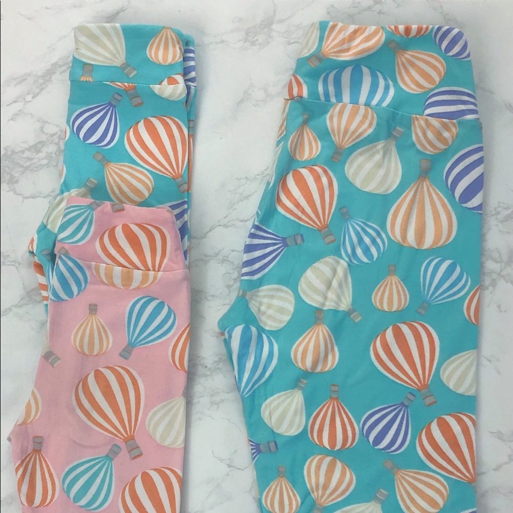 LuLaRoe Leggings Set - Womens OS & 2 Kids S/M - Hot Air Balloon Print